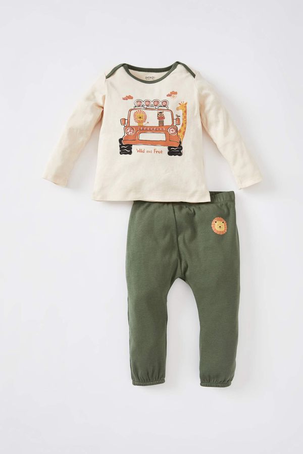 DEFACTO DEFACTO Baby Boy Long Sleeve Lion Printed T-Shirt Bottom Cotton Suit