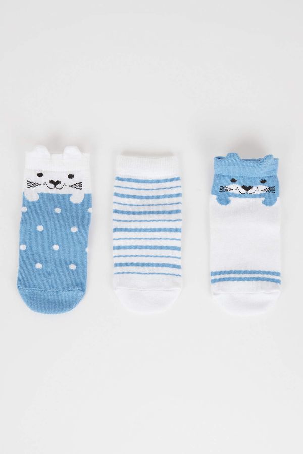 DEFACTO DEFACTO Baby Boy Non-Slip Sole Cotton 3-Pack Long Socks