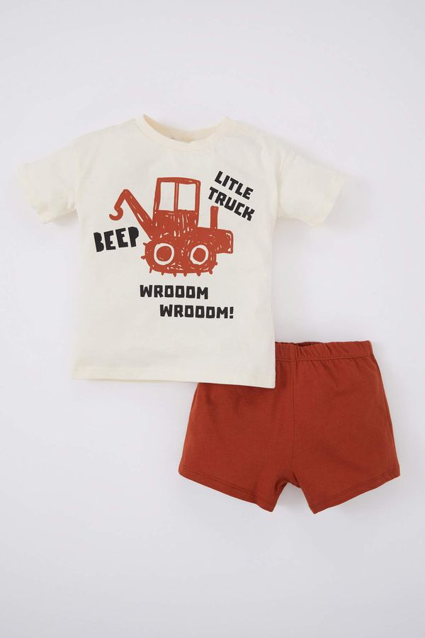 DEFACTO DEFACTO Baby Boy Printed Short Sleeve T-Shirt Shorts 2-Pack Set