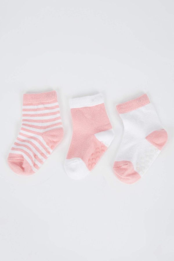 DEFACTO DEFACTO Baby Girl Cotton Non-Slip Sole 3 Pack Long Socks
