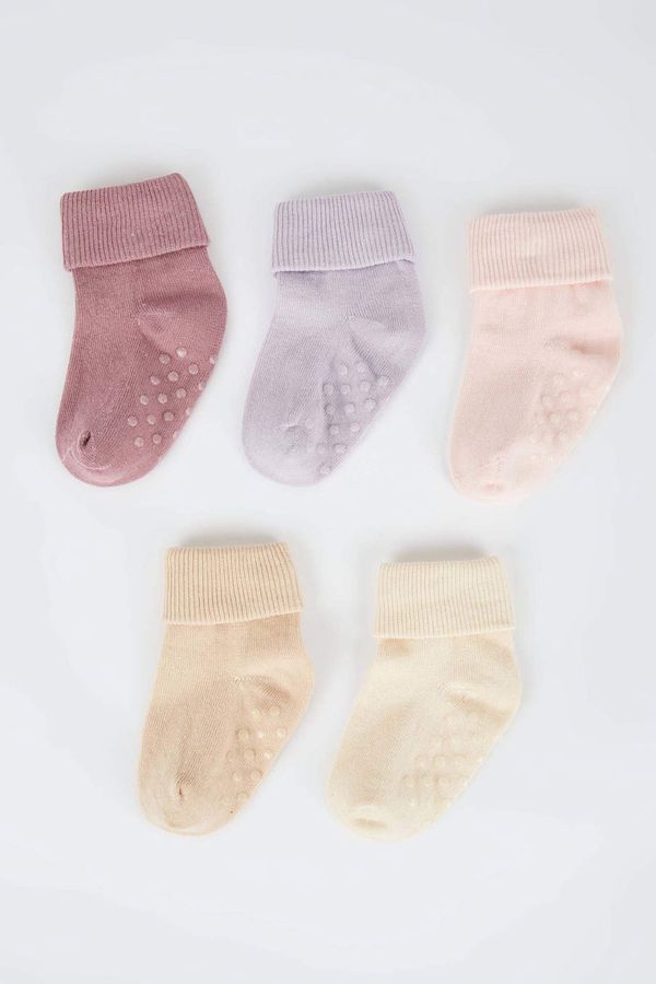 DEFACTO DEFACTO Baby Girl Cotton Non-Slip Sole 5 Pack Long Socks
