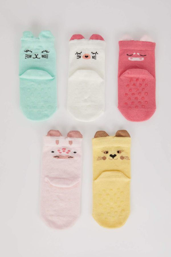 DEFACTO DEFACTO Baby Girl Cotton Non-Slip Sole 5 Pack Long Socks