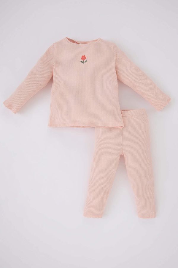 DEFACTO DEFACTO Baby Girl Crew Neck Embroidered Corduroy Camisole 2 Pajamas