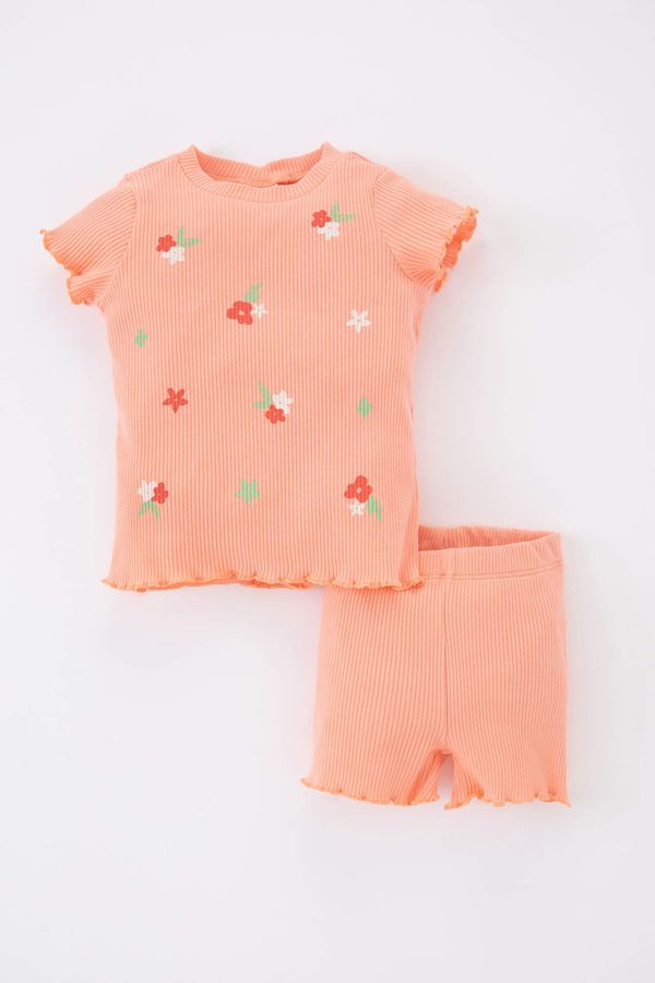 DEFACTO DEFACTO Baby Girl Crew Neck Floral Corduroy Camisole 2-Pack Set