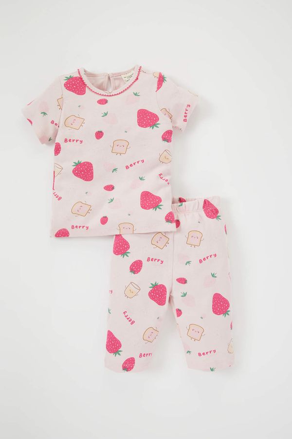 DEFACTO DEFACTO Baby Girl Embroidered Fruit Patterned Pajamas Set of 2