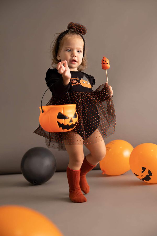 DEFACTO DEFACTO Baby Girl Halloween Themed Tulle Jumpsuit with Hair Band