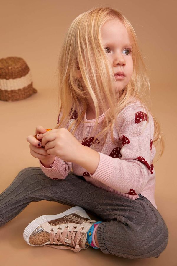 DEFACTO DEFACTO Baby Girl Mushroom Figured Cotton Sweater