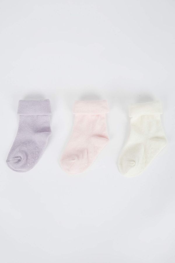 DEFACTO DEFACTO Baby Girl Non-Slip Sole Cotton 3 Pack Long Socks