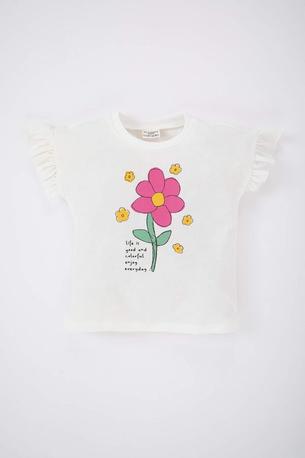 DEFACTO DEFACTO Baby Girl Regular Fit Crew Neck Floral Short Sleeve T-Shirt