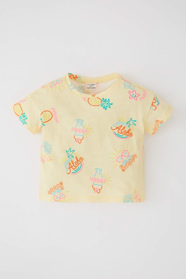 DEFACTO DEFACTO Baby Girl Regular Fit Crew Neck Fruit Patterned Short Sleeve Cotton T-Shirt