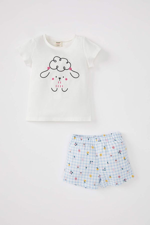 DEFACTO DEFACTO Baby Girl Regular Fit Crew Neck Patterned Cotton  Pajamas Set