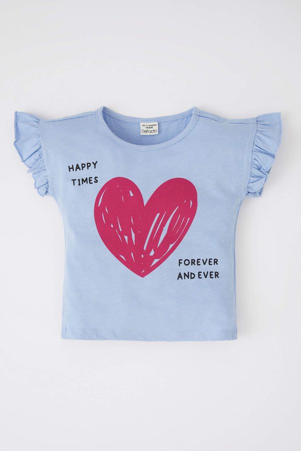 DEFACTO DEFACTO Baby Girl Regular Fit Heart Printed Crew Neck Short Sleeved T-Shirt