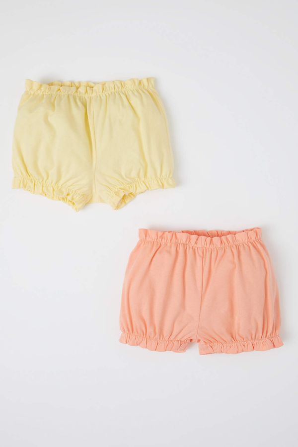 DEFACTO DEFACTO Baby Girl Regular Fit Newborn Flexible Waist 2-Pack Combed Cotton Shorts