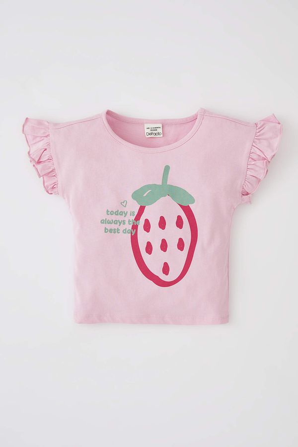 DEFACTO DEFACTO Baby Girl Regular Fit Strawberry Printed Short Sleeve T-Shirt