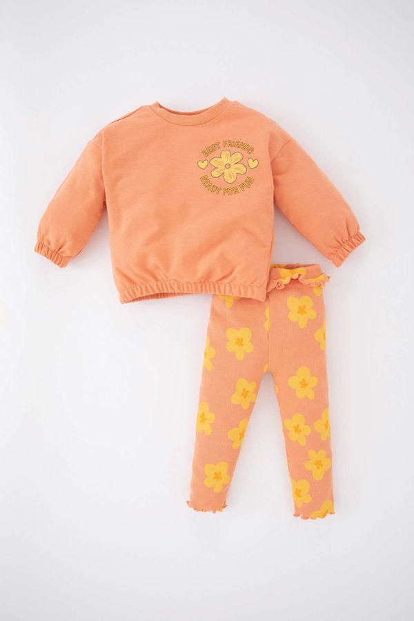 DEFACTO DEFACTO Baby Girls Crew Neck Floral Sweatshirt Fabric 2-Pack Set