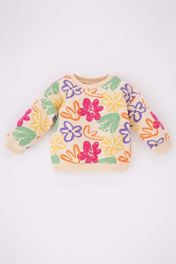DEFACTO DEFACTO Baby Girls Regular Fit Crew Neck Floral Sweatshirt
