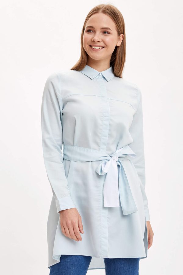 DEFACTO DEFACTO Basic Long Sleeve Belted Tunic Shirt