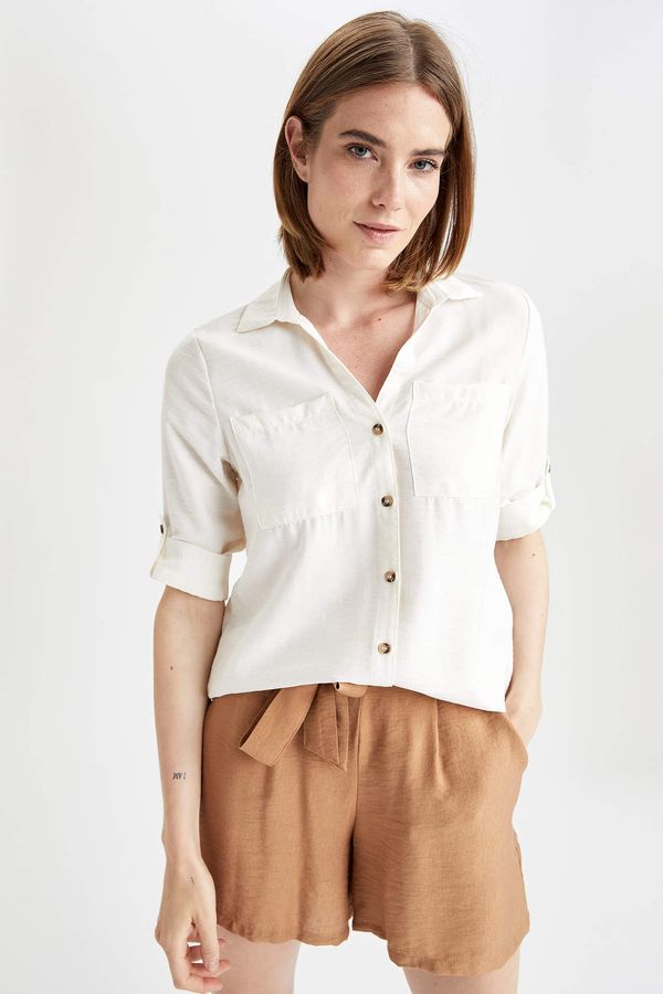DEFACTO DEFACTO Basic Relaxed Fit Short Sleeve Button Down Blouse