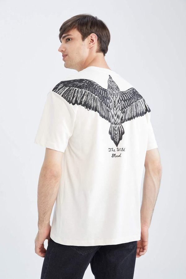DEFACTO DEFACTO Boxy Fit Short Sleeve Back Eagle Print T-Shirt