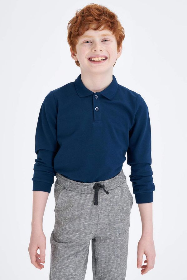 DEFACTO DEFACTO Boy Basic Long Sleeve Polo Shirt