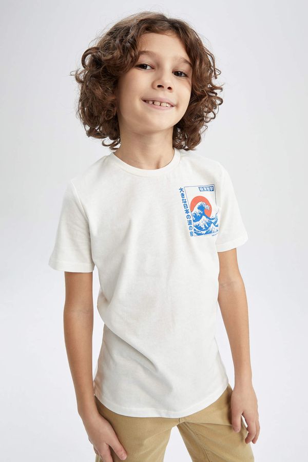DEFACTO DEFACTO Boy Regular Fit Crew Neck Short Sleeve Bakc Print T-Shirt