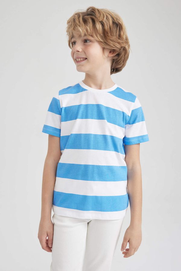 DEFACTO DEFACTO Boy Regular Fit Crew Neck Striped Patterned Short Sleeve T-Shirt