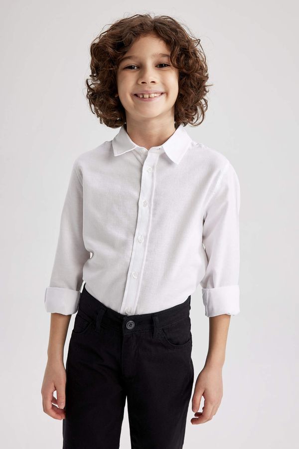 DEFACTO DEFACTO Boy Regular Fit Polo Neck Oxford Long Sleeve Shirt
