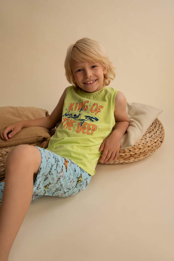 DEFACTO DEFACTO Boy Regular Fit Short Sleeve Slogan Print Pyjama Set