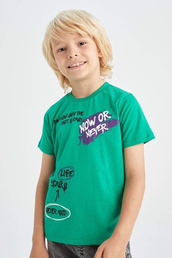 DEFACTO DEFACTO Boy Regular Fit Short Sleeve Slogan Print T-Shirt