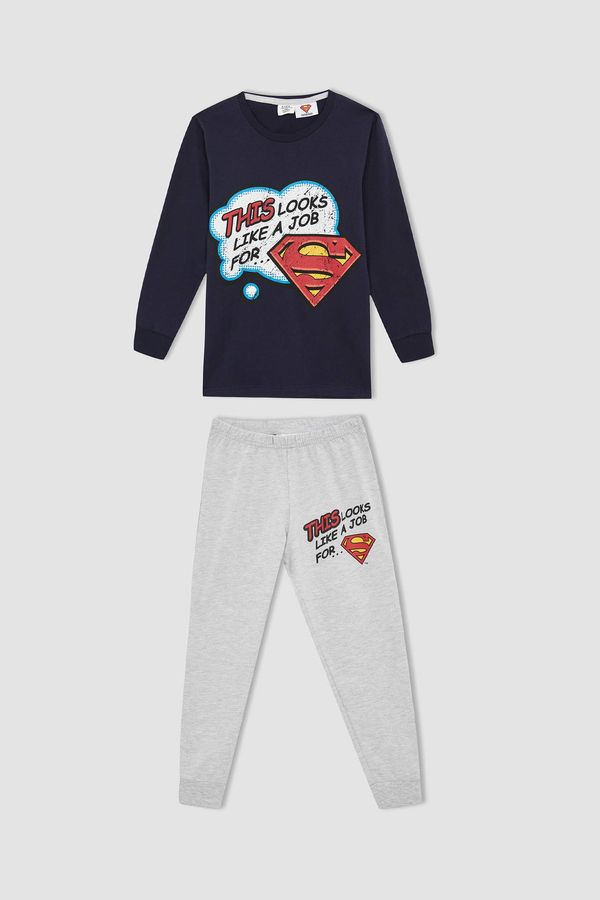 DEFACTO DEFACTO Boy Superman Licenced Long Sleeve Knitted Pyjamas Set