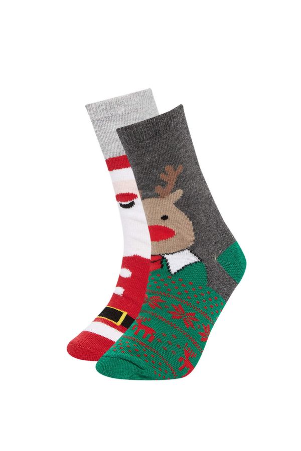 DEFACTO DEFACTO Boys Christmas Themed Cotton 2-Pack Long Socks