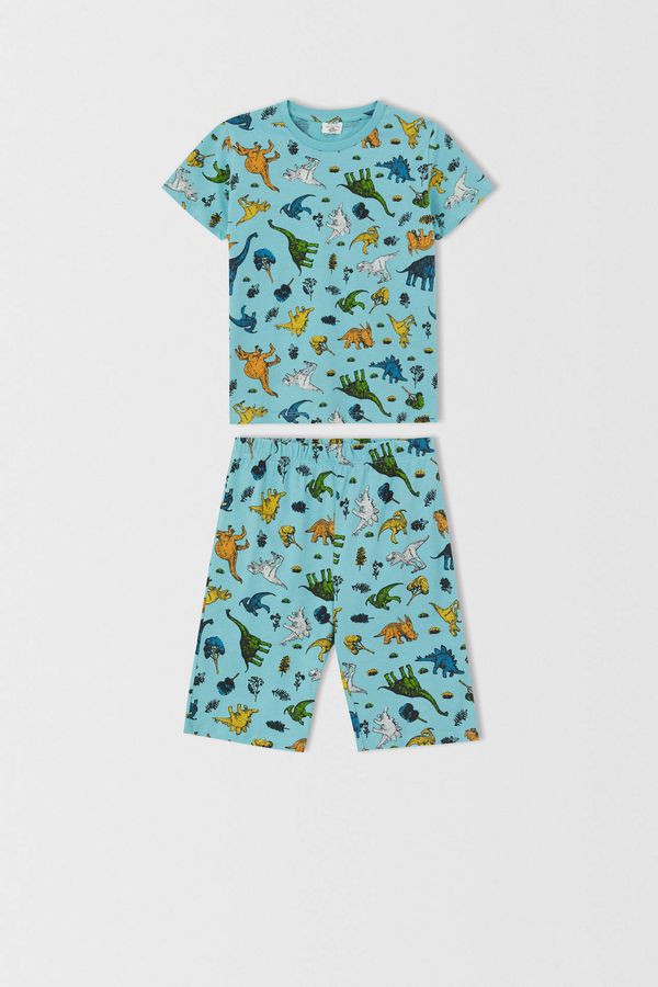 DEFACTO DEFACTO Boys Dinosaur Patterned Short Sleeve Pajamas Set