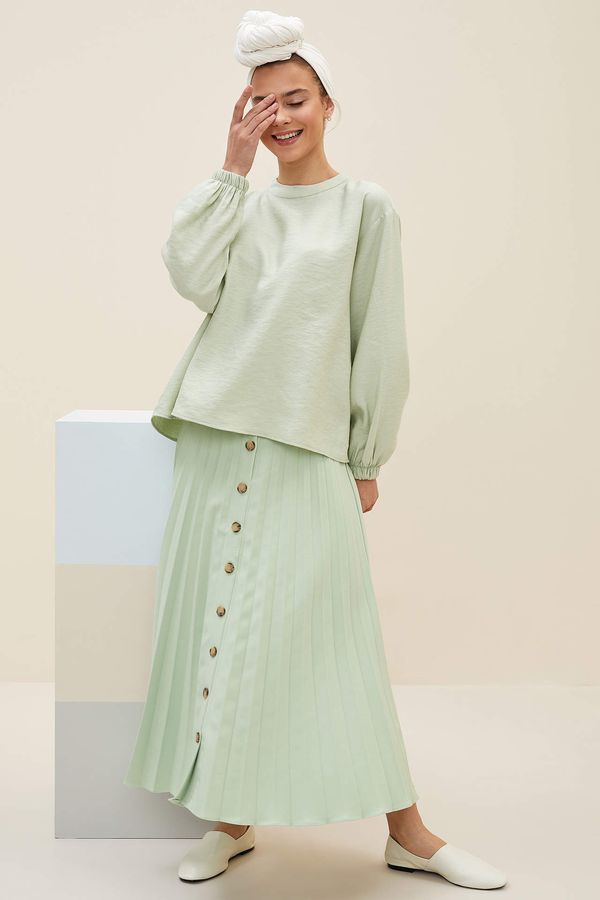 DEFACTO DEFACTO Buttoned Relax Fit Long Woven Skirt