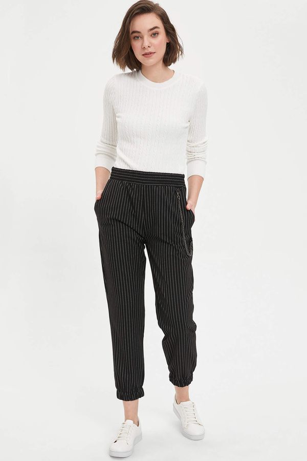 DEFACTO DEFACTO Carrot Fit Striped Trousers With Chain Detail