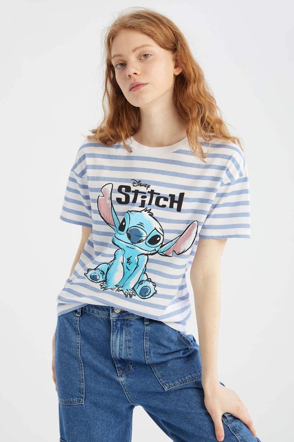 DEFACTO DEFACTO Cool Lilo & Stitch Licensed Regular Fit Crew Neck Short Sleeved T-Shirt