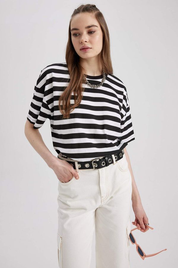 DEFACTO DEFACTO Coool Loose Fit Striped Short Sleeve T-Shirt