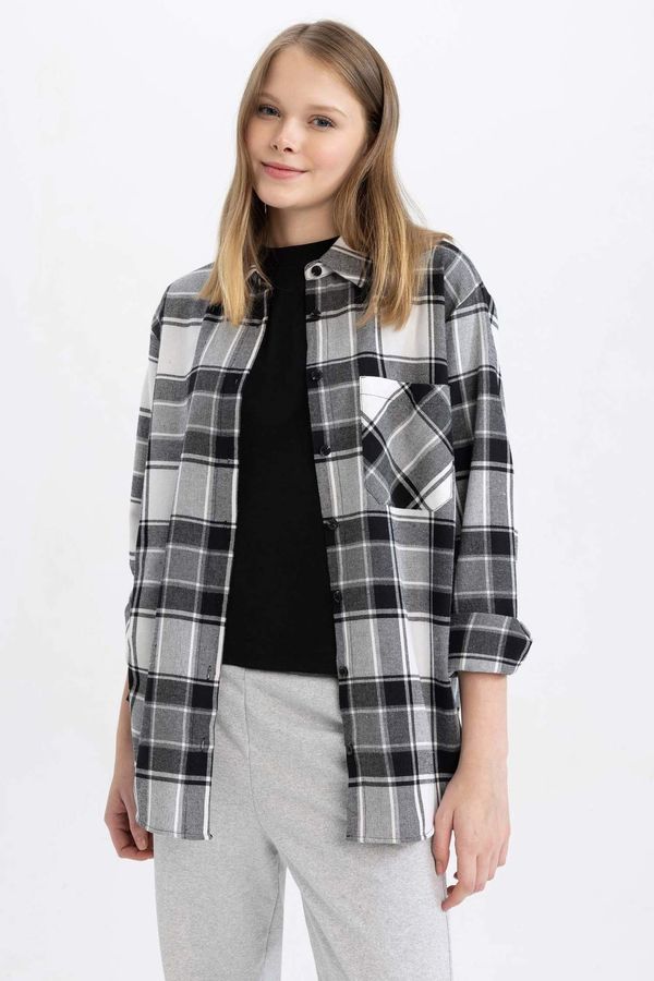 DEFACTO DEFACTO Coool Oversize Fit Checkered Long Sleeve Flannel Shirt