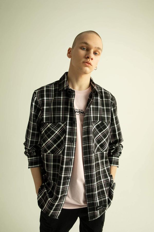 DEFACTO DEFACTO Coool Regular Fit Checked Twill Long Sleeve Shirt