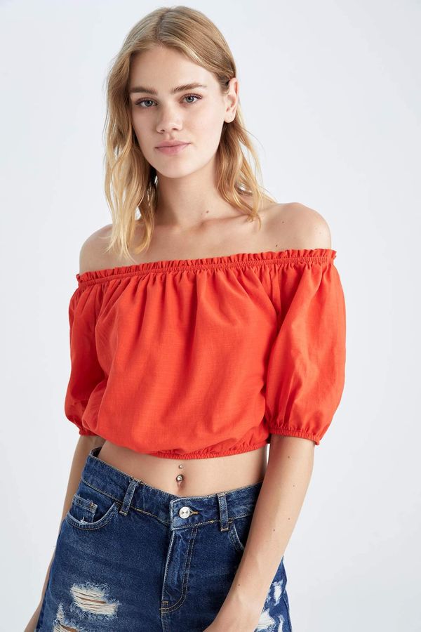 DEFACTO DEFACTO Crop Off Shoulder Half Sleeve Short Sleeve Blouse