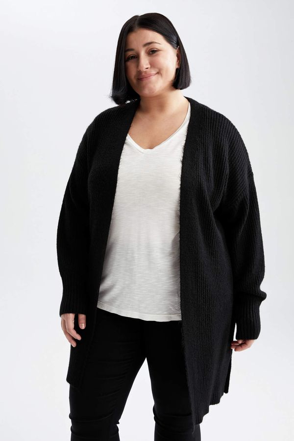 DEFACTO DEFACTO DF Plus Plus Size Regular Fit V Neck Knitwear Cardigan