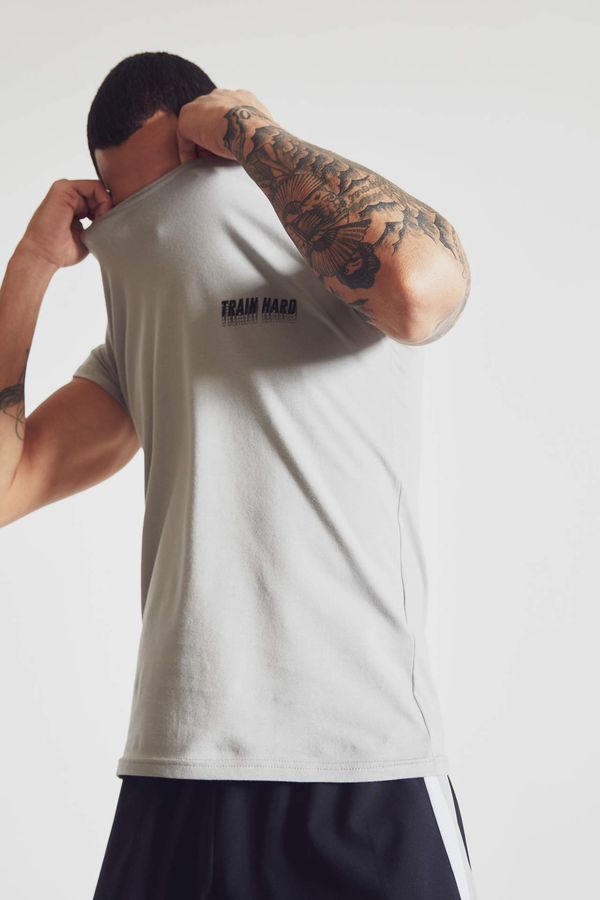 DEFACTO DEFACTO Extra Slim Fit Text Printed Short Sleeve Crew Neck T-Shirt