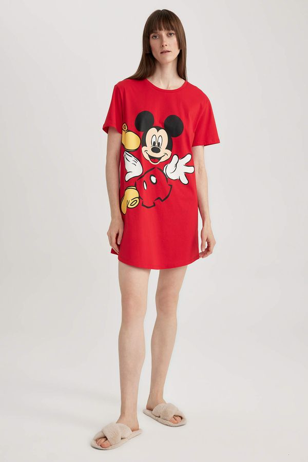DEFACTO DEFACTO Fall in Love Disney Mickey & Minnie Licensed Crew Neck Short Sleeve Nightgown