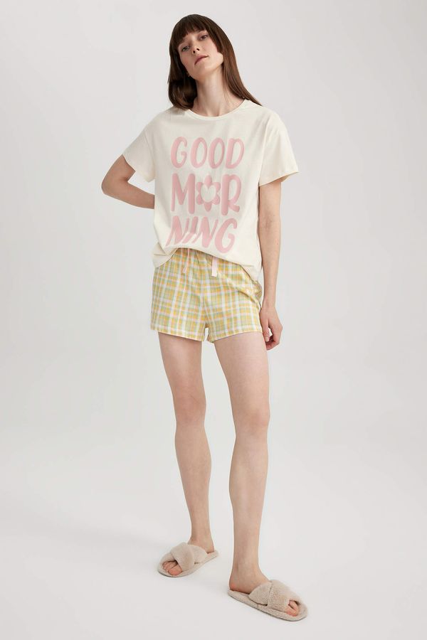 DEFACTO DEFACTO Fall in Love Printed Short Sleeve Shorts 2-Pajama Set