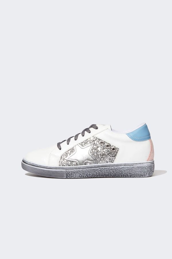 DEFACTO DEFACTO Faxu Leather Star Print Lace Up Trainers
