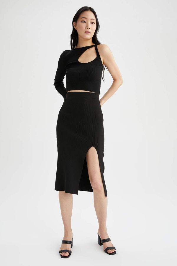 DEFACTO DEFACTO Fitted High Waisted Side Split Pencil Skirt