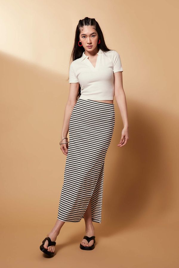 DEFACTO DEFACTO Fitted Ribbed Striped Camisole Maxi Skirt