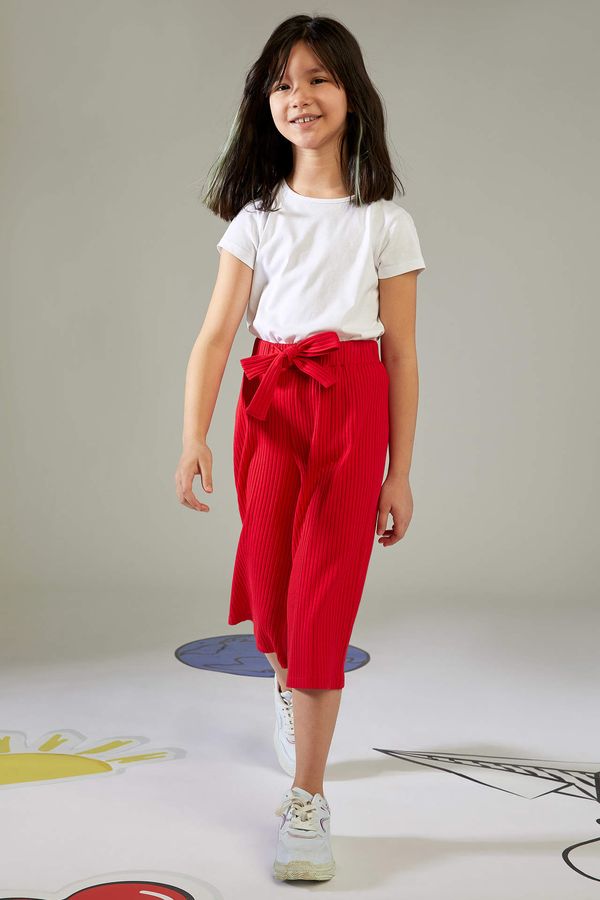 DEFACTO DEFACTO Girl Belted Cropped Culotte Trousers