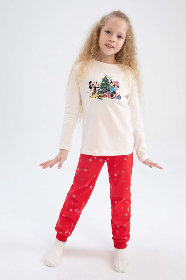 DEFACTO DEFACTO Girl Disney Mickey & Minnie Christmas Themed Long Sleeve Pajamas Set