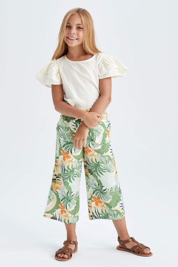 DEFACTO DEFACTO Girl High Waisted Palm Print Culottes