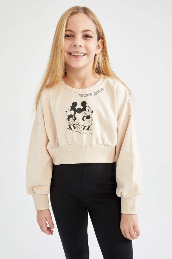DEFACTO DEFACTO Girl Licensed Mickey Mouse Long Sleeve Cropped Sweatshirt